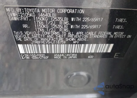 2017 Toyota Rav4 Le from USA, damaged, VIN JTMBFREV5HJ118759